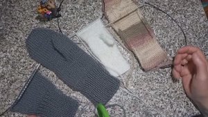 МК варежки на двух  спицах поворотными рядами/Подробный мастер класс