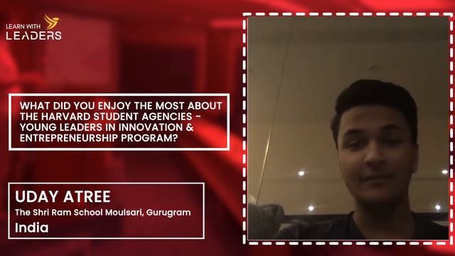 Uday Atree, from The Shri Ram School, Moulsari completed his Entrepreneurship Program by HSA