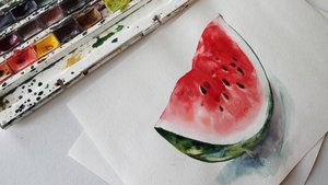 Мастер-класс по живописи «Акварель по сырому. Арбуз»