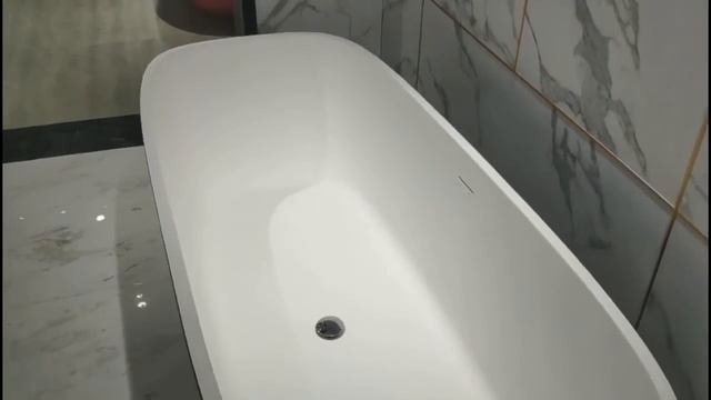 Solid Surface Stone Bathtub -black & White, Matt Finish For Bathroom Decoration