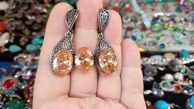 Украшения из камня комплекты серьги кольца серебра и посеребрения.