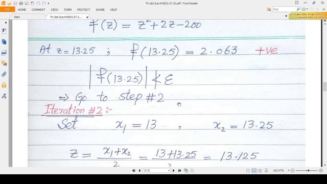 Bisection Method in Optimization Technique (Applications)