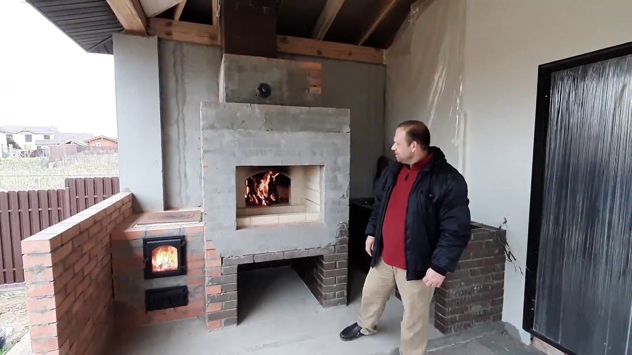 # Русская печь с мангалом # печь под казан