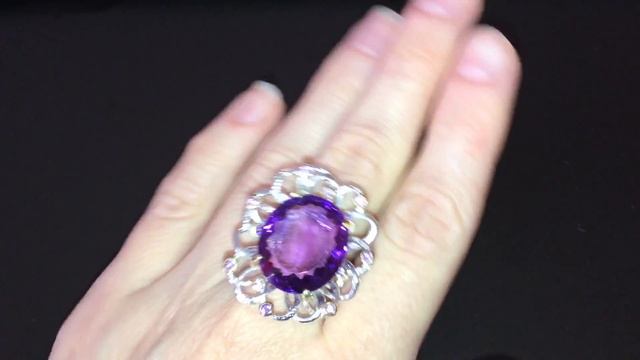 Серебряный перстень с крупным аметистом