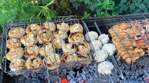 Рецепт шампиньонов на углях - отличное дополнение к шашлыку.
