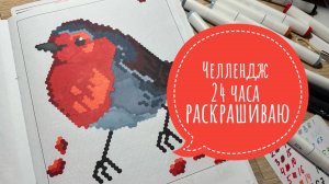 Челлендж раскрашиваю 24 часа птичек в пиксельных раскрасках