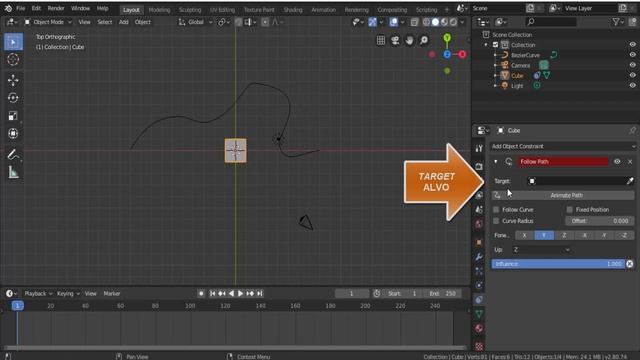 Blender 3D - SEGUINDO CURVAS COM O FOLLOW PATH смотреть онлайн