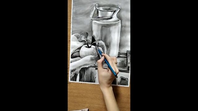 Акварельний монохромний гризайль натюрморт 4/ Watercolor monochrome grisaille still life 4