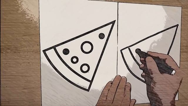 Пица - как да нарисувам картинка за оцветяване парче пица видео за деца