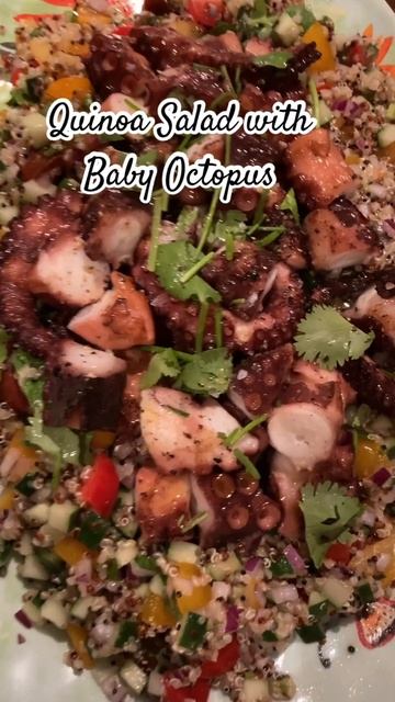 Amazing Quinoa Salad with Baby Octopus #asmr #food #asmrfood #viral #seafood #quinoasalad #octupus