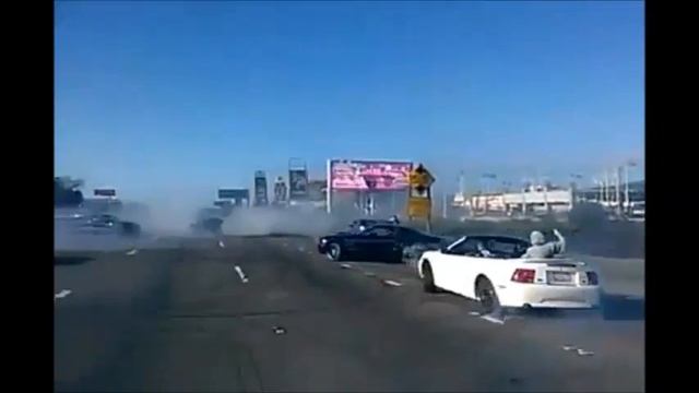 Taking Over Freeway: Cars doing donuts ON FREEWAY OAKLAND CALIFORNIA ORIGINAL VIDEO