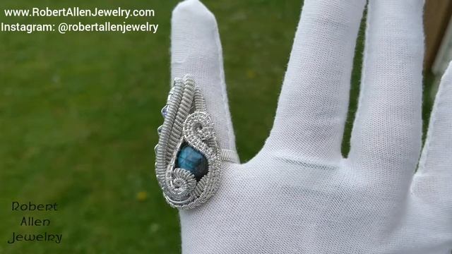 "Iclyn" Statement Ring. Sterling Silver, Blue Labradorite, and Tanzanite Ring. Size 9-1/4. смотреть онлайн