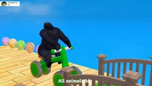 Paint & Animals With Hippo Elephant Lion Gorilla Crossing Fountain Cartoon Gam New 2024 #animation