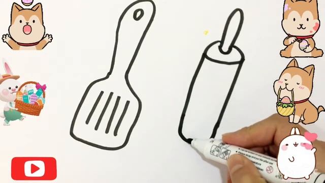 Drawing and coloring kitchen items |Как нарисовать кухонные принадлежности comment dessiner et colo смотреть онлайн