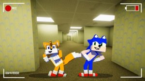 Backrooms Minecraft Sonic and tails dancing meme (full version)