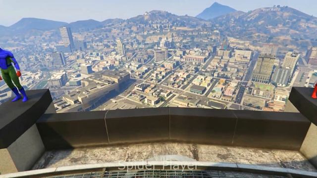 GTA 5 Rainbow Spiderman Jumping Off Highest Buildings Jumps  Fails 20
