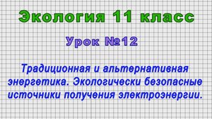 Экология 11 класс (Урок№12 - Традиционная и альтернативная энергетика.)