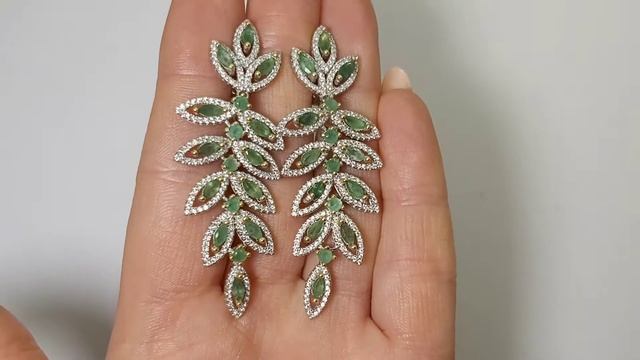 Серебряные серьги с бразильскими изумрудами БОГЕМНЫЙ ШИК