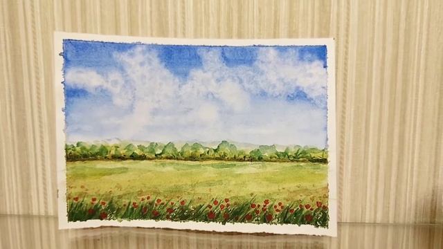 Картина "Поле". #Акварель #Живопись #Искусство