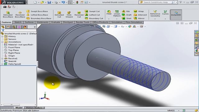 solidWorks tutorial - How To Model Knurling Screw смотреть онлайн