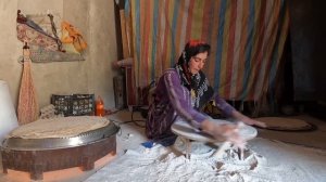 Baking Tiri bread and preparing lunch by Zahra, Dehzir's sister