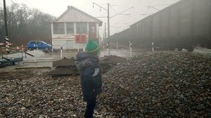 Железнодорожный переезд.Железная дорога. Самый длинный  поезд 142 вагона.