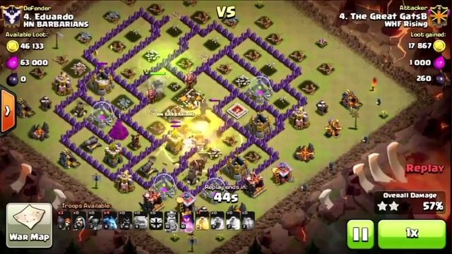 Clan War Recap TH9 vs TH9 3 star attacks WHF Rising vs HN Barbarians