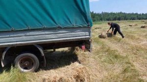 Погрузка сена в тюках.Автомобиль Газель обзор