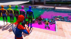 GTA 5 Rainbow Spiderman Falling Into Pool (Spider-Man Jumps & Ragdolls) 12