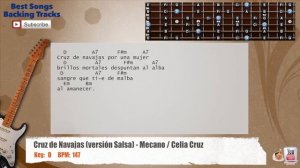🎸 Cruz de Navajas (Versión Salsa) Mecano / Celia Cruz Guitar Backing Track with chords and lyrics