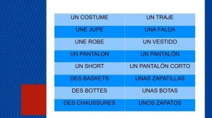 LECCIÓN 26 - LES VÊTEMENTS - LA ROPA EN FRANCÉS