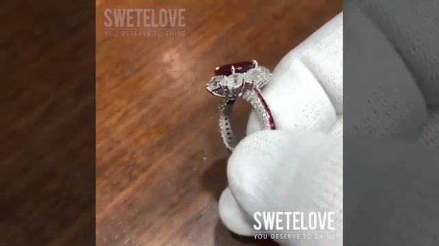 Handmade 2.5ct Oval Cut Ruby Halo Engagement Ring смотреть онлайн