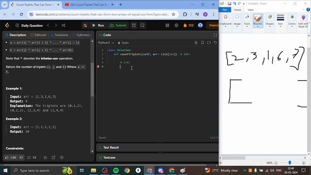 1442 .Count Triplets That Can Form Two Arrays of Equal XOR_LEETCODE(151)_PYTHON