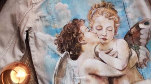 Ангелочки. Рисунок на джинсовке