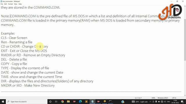 MS-DOS - Internal & External Commands in Hindi | Types of Commands in MS DOS | Hello DHIRENDRA