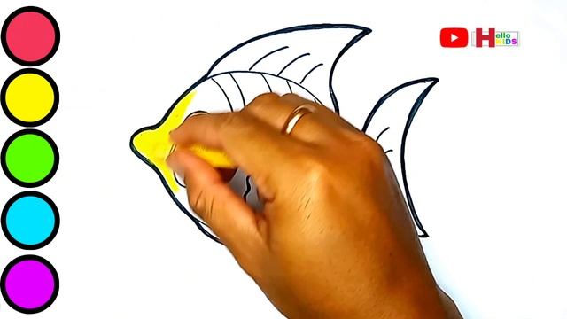 Cara Menggambar Ikan | Belajar Menggambar dan Mewarnai untuk Anak-anak dan Balita