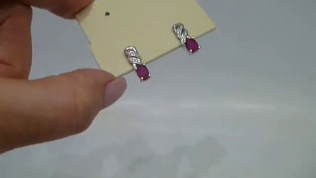 Серьги с натуральным розовым рубином 7х5 мм Серебро 925 смотреть онлайн