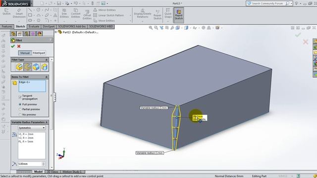87 SolidWorks 2015 Surface Tutorial 87 Variable Surface Fillet смотреть онлайн