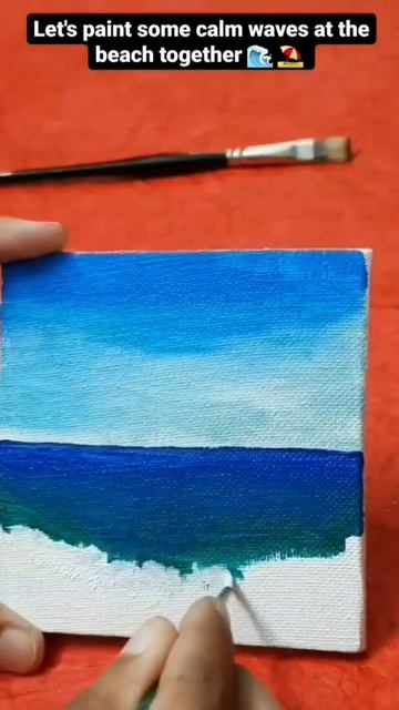 Painting a beach scene with calming sea waves🖌🎨#shorts смотреть онлайн