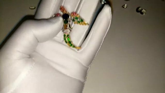 Серебряная Брошь с натуральным Аметистом, Цитринами, Рубинами и Хромдиопсидом