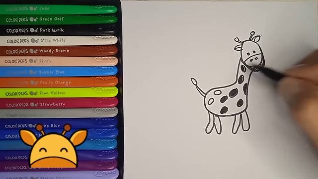 How to draw a cartoon Giraffe for kids/drawing ideas for beginners #drawingforkids #trending #art смотреть онлайн