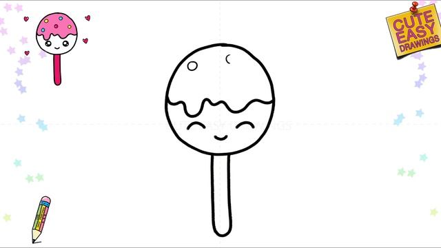 How to Draw a Cute Easy Lollipop for Kids Step by Step @CuteEasyDrawings