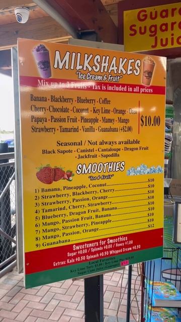 Exotic tropical fruit stand with fresh fruit smoothies!