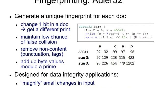 LSH.4 Adler32 hashcode