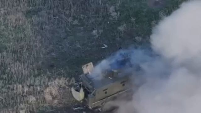 Уничтожение боевой бронированной машины "Козак" хряковояк FPV-дроном в районе н. п. Радьковка