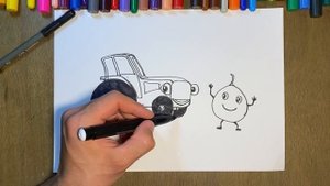The Blue tractor and Watermelon |interactive drawings for kids \ синий трактор и арбуз ! для дете