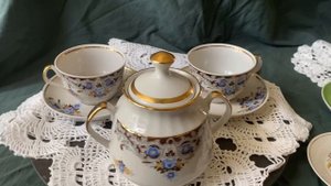 Сахарница и чайные пары. Рижский фарфоровый завод СССР