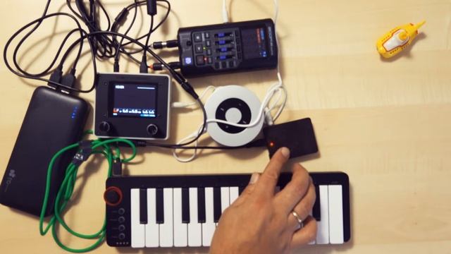 A Retrokits care package (RK-008 sequencer, RK-006 MIDI interface, RK-002 smart MIDI cable, Quickie)