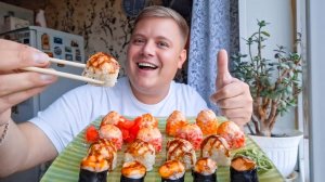 МУКБАНГ РОЛЛЫ СУШИ 50 ШТ