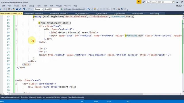 Business ERP Part 96 Trial Balance Complete in ASP.NET MVC